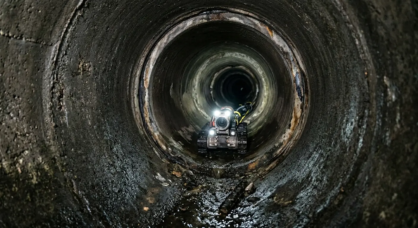 Robotic sewer camera inspecting pipe interior for Sewer Line Repair in Menasha